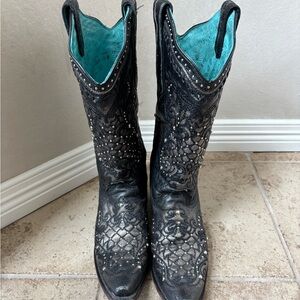 Corral Black and Silver Heeled Boots